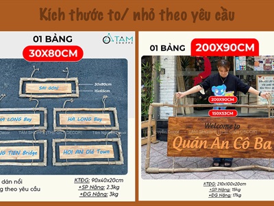 Bảng hiệu gỗ khung củi quấn dây thừng [Mộc mạc - Theo yêu cầu] YC-BANGHIEU-02